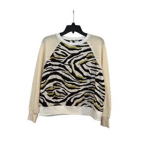 Women’s The Sang Lightweight Whit Naldo Yellow Zebra Top Knit Long Sleeves: M